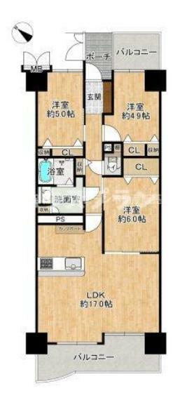 間取り図 3LDKの間取りは、現代向けに最適なバランスです。 LDKの共有空間は、快適なコミュニケーションとくつろぎの場を提供。 使い勝手の良さと居住性の高さが魅力で、多様なライフスタイルに適した間取りです。