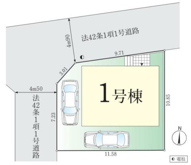 区画図 カースペースは2台駐車できます ～角地で開放感のあるお住まい