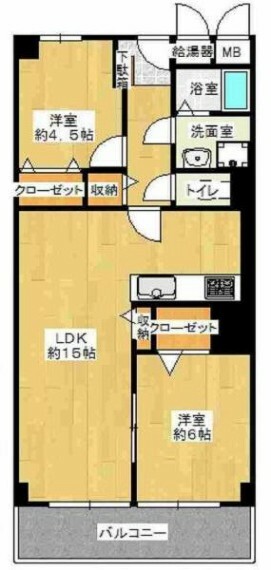 野田パークマンション(2LDK) 4階の間取り
