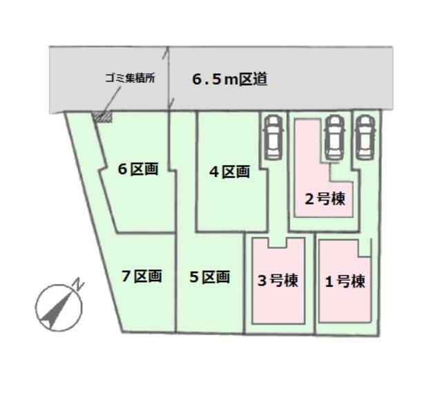 区画図 ■土地面積:100.11平米（30.28坪）の建築条件なし売地