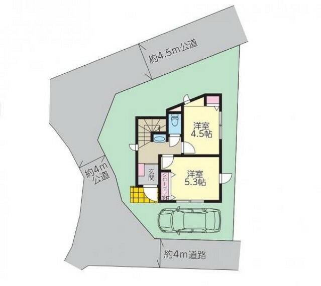 区画図 【区画図:開放感のある3方角地】開放感があり陽当たりがよく明るい区画です