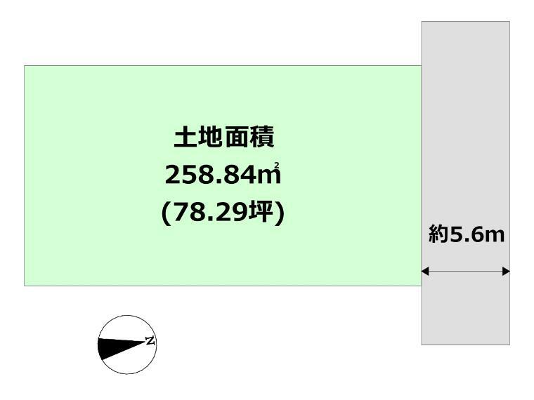 土地図面 約78坪の土地につき、アパートや事務所用地にお勧めです。売主にして更地にしてお渡しする物件です（令和6年4月以降の引渡しが可能） 尼崎総合医療センター徒歩5分で、近隣にはスーパーやコンビニがある住環境