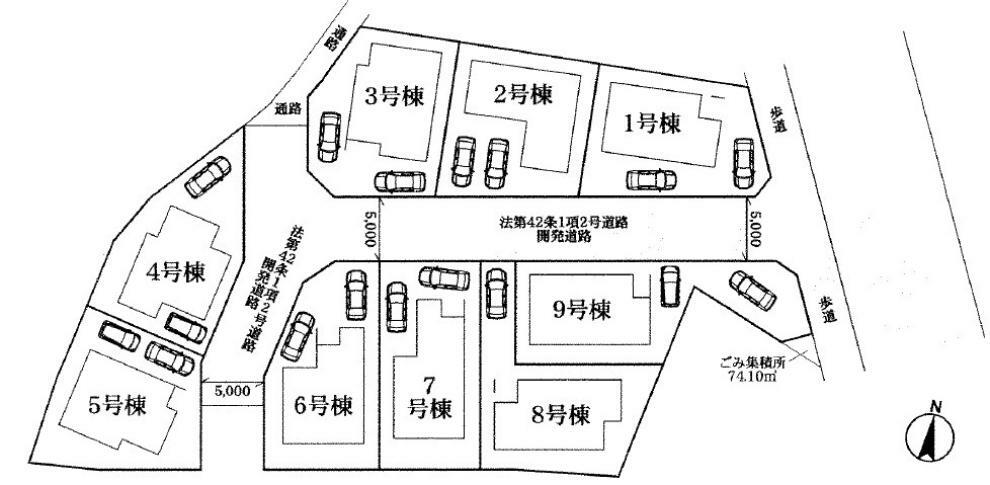 区画図 「町田市下小山田町」新t区分譲2階建て全9棟です！　バス停3分です！