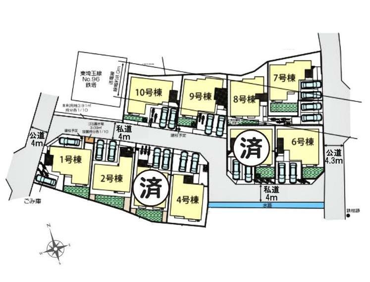 土地図面 9号棟になります。　区画図