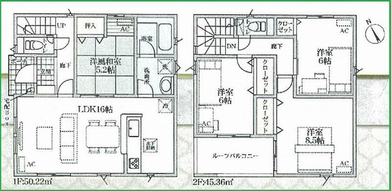 間取り図 敷地面積:157.89平米（47.76坪） 延床面積:95.58平米（28.91坪）  ゆとりある敷地！