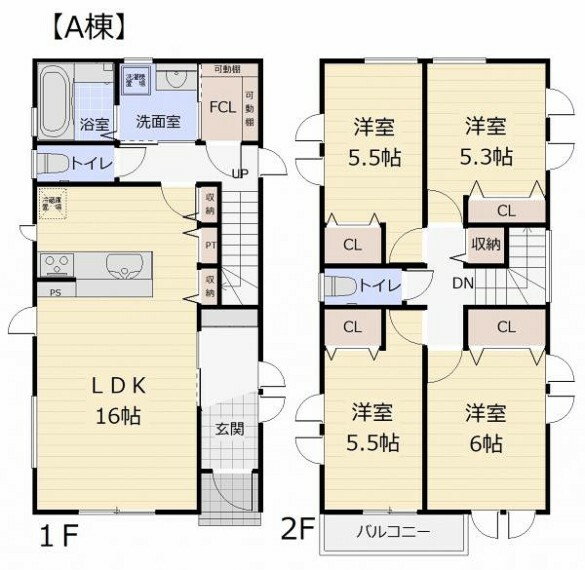 間取り図 （A棟間取）1階にファミリークロゼット・パントリー付きの間取り！