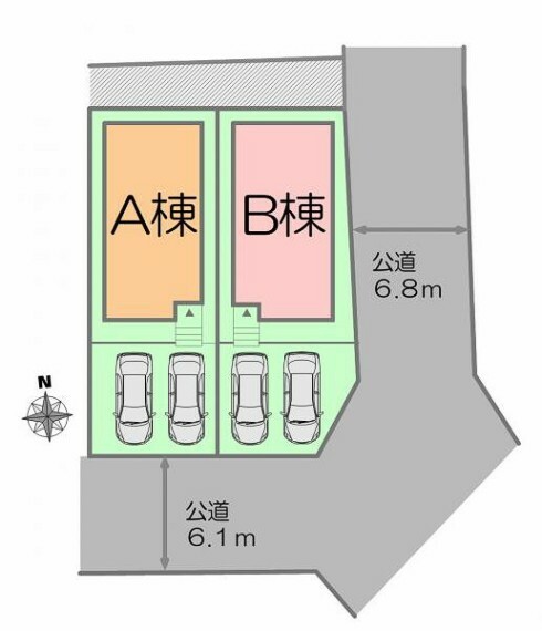 区画図 （区画図）駐車並列2台分！南側道路に面し日当たりの良い環境です。