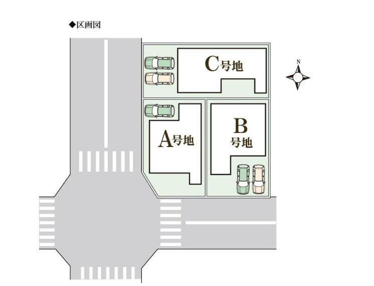 区画図 A号地は角地区画