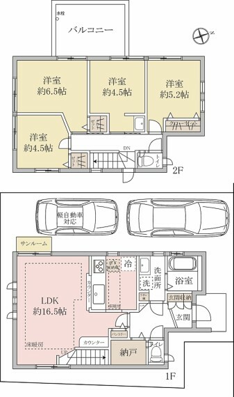 間取り図 【間取】家族それぞれに個室が確保できる4LDK！家族の会話が自然に生まれるリビングアクセスプランです！