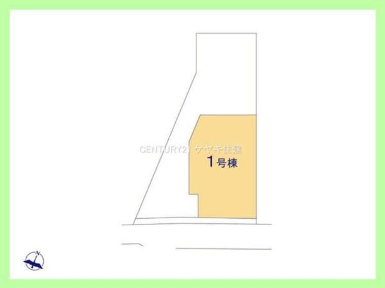 区画図 3LDK。土地107.95平米（約32.65坪）建物91.92平米（約27.8坪）。収納豊富な全室収納付き。