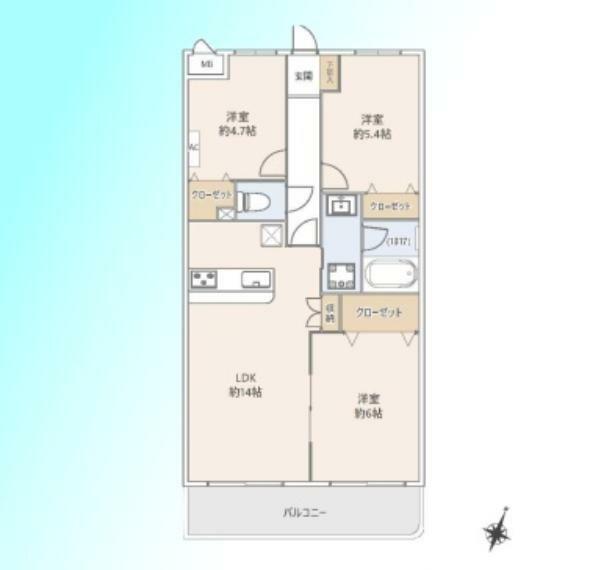 間取り図 南向き、3LDK。