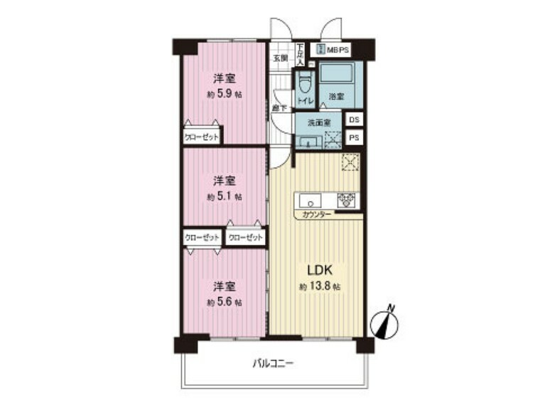 間取り図 間取図。図面と異なる場合は現況を優先。