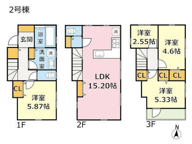 間取り図 3階建て　4LDK建物面積:83.73m2