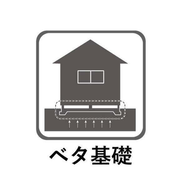 構造・工法・仕様 基礎の立上りだけでなく底板一面が鉄筋コンクリートになっている基礎。家の荷重を底板全体で受け止め面で支えます。地面をコンクリートで覆うので地面から上がってくる湿気を防ぎ、シロアリも侵入しにくくなります。