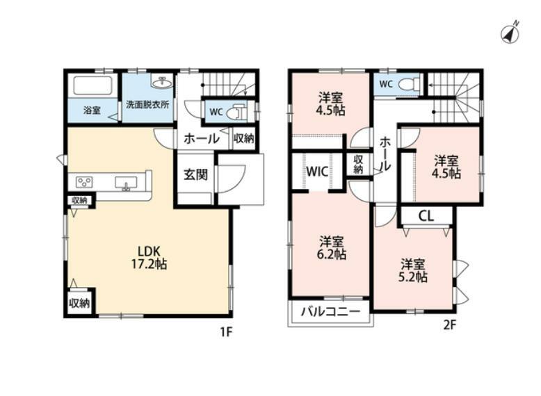 間取り図 2階には洋室が4部屋あるので使用用途豊富です＾＾