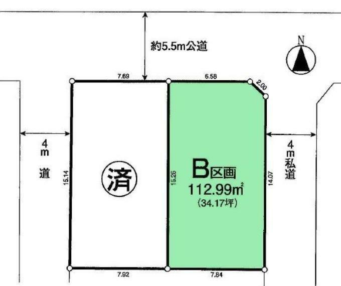 区画図 【全2棟　B号棟】カースペース2台駐車可