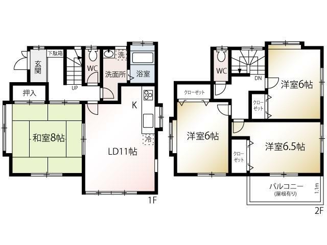 間取り図 ■ 販売価格 3180万円 ■ 土地 126.78平米　建物89.10平米 ■ 4LDK　 ■ 内装リフォーム済 ■ キッチン、お風呂、トイレ、洗面台、 　 給湯器、下駄箱等、新規に交換。 ■ クロス貼替、床フローリング上貼り ■ バルコニー奥行約1.1m　屋根り ■ 収納豊富、グルニエ有り