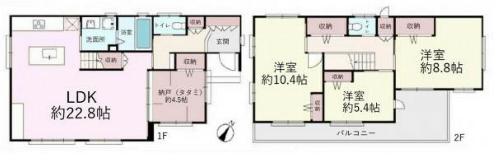 間取り図 建物面積:130.21平米、全室南向き3SLDK