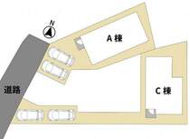 A号棟:配置図です。駐車スペース2台完備。