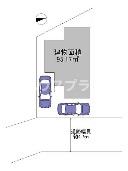 区画図 建物面積:95.17平米（約28.79坪）