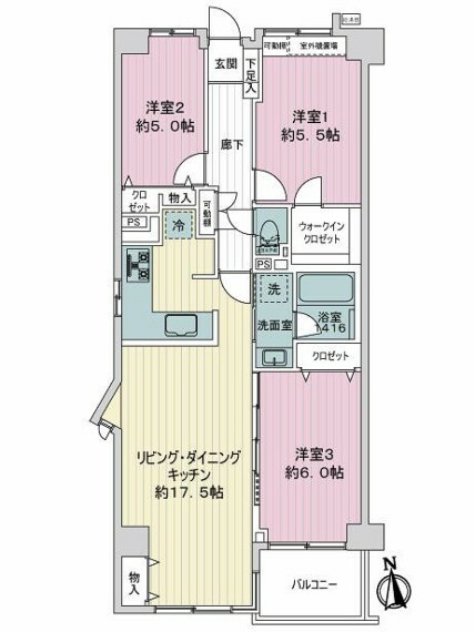 シティプラザ富士見町(3LDK) 8階の間取り