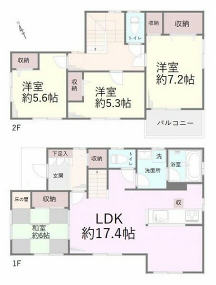 間取り図 建物面積:99.50平米、全室収納あり4LDK