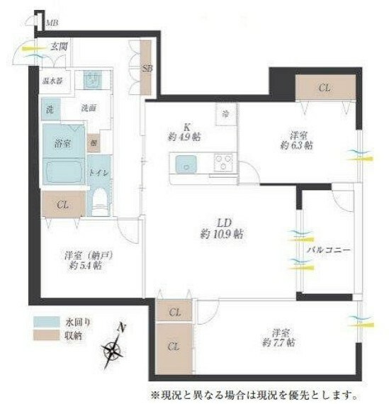 新神戸アパートメント(2LDK) 2階の間取り