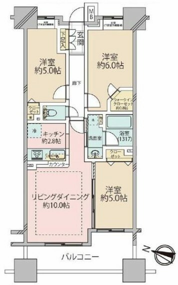 63平米超の3LDK。室内はアウトフレーム工法のスッキリとした間取り。家具の配置もしやすく、インテリアも好きな物を置いて楽しめます。LDには寒い冬も快適に過ごせる床暖房付です。