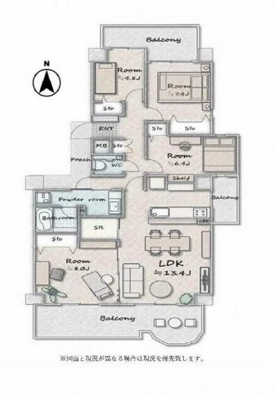 間取り図 100平米あれば戸建同様な広さでお住まい頂けます。