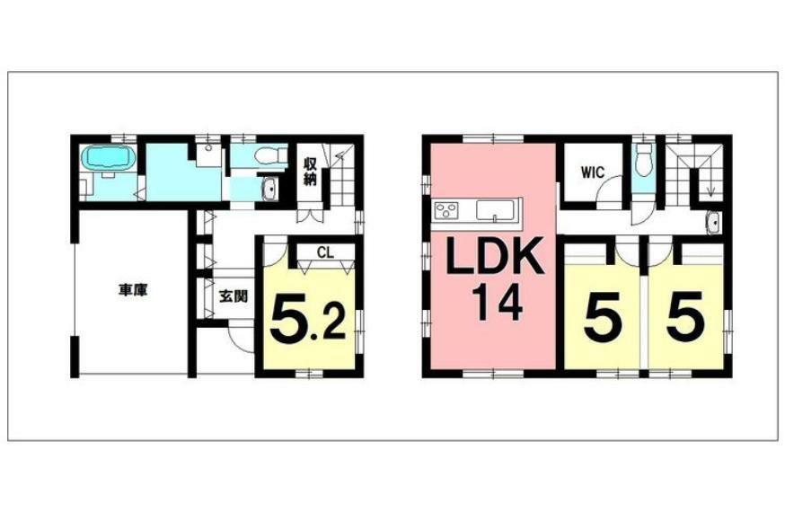 間取り図 3LDK＋WIC、オール電化、太陽光発電システム【建物面積98.95m2（29.93坪）】