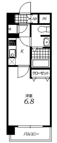 アクアプレイス京都聖護院(1K) 6階の間取り