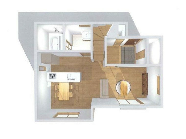 完成予想図（内観） 俯瞰図　一階※家具配置はイメージです