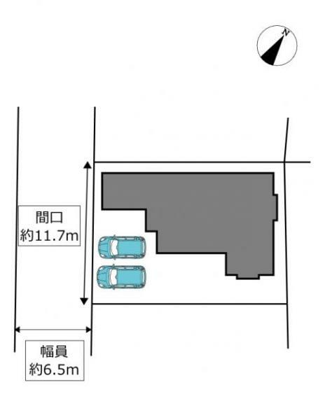 区画図 【リフォーム中】区画図です。車庫一台と並列2台で合計3台駐車スペース確保する予定です。