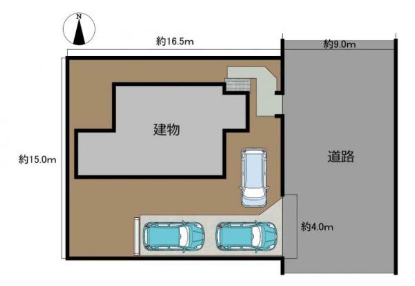 区画図 【区画図】駐車スペースは拡張し、合計3台以上駐車可能となりました。