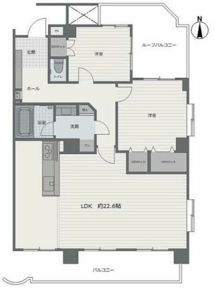 間取り図 南東角部屋で日当たり良好！