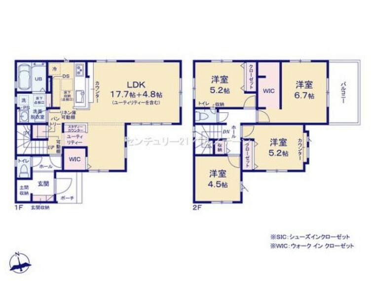 間取り図 収納豊富で片付けが苦手な方も安心の間取！