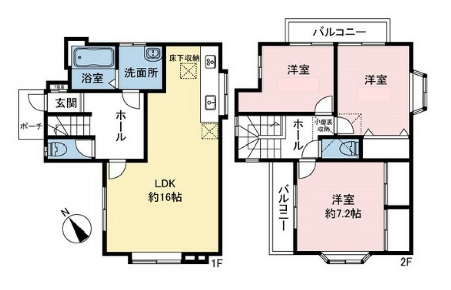 間取り図 全室6帖以上、収納豊富で使い勝手の良いお住まいです。延床面積90.07m2になります。