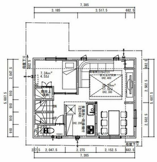 参考プラン間取り図 建物プラン例（D号地2階）建物価格2222万円（税込）、建物面積81.1平米