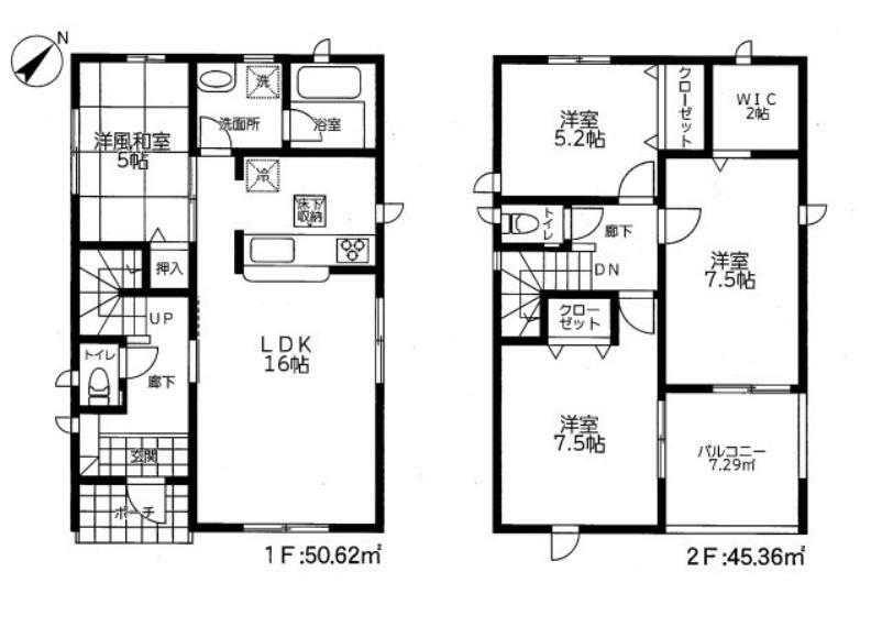 間取り図 全居室収納付きで便利です。