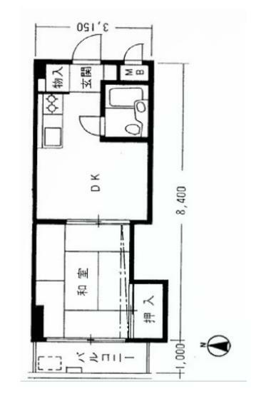 日興パレス南麻布第二(1DK) 1階の間取り