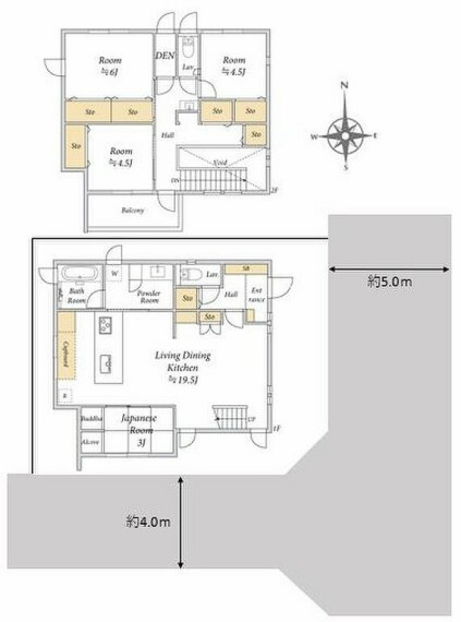 区画図 7500万円、4LDK、土地面積109.09m2、建物面積100.76m2 2013年9月築