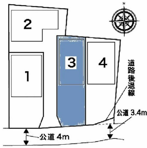 区画図 敷地面積:136.81平米　駐車2台可能（車種による）