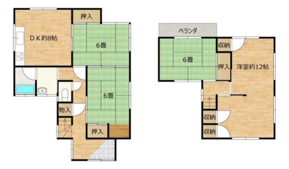 間取り図 リフォーム前間取図です。水回り全交換や、和室から洋室へと間取り変更等、フルリフォームを行います。