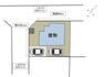 区画図 【敷地配置図】敷地内のイメージ図。敷地は角地で前面道路は北西側幅員約6.5Mの公道と南西側幅員約6Mの公道に面しています駐車スペースは1台から2台へ拡張。