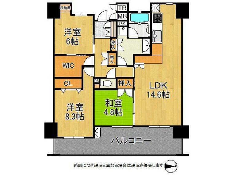 間取り図 3LDKの広々とした間取りです