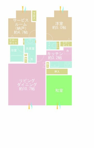 間取り図 2LDK＋S（納戸）、専有面積63.17m2、バルコニー面積8.45m2