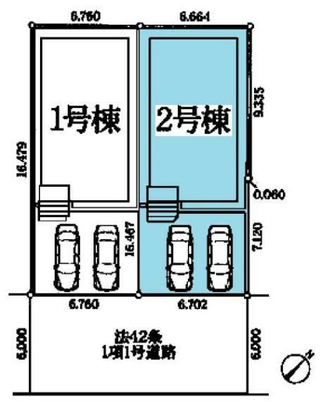 区画図 敷地面積:110.51平米　お車は2台駐車可能（車種による）