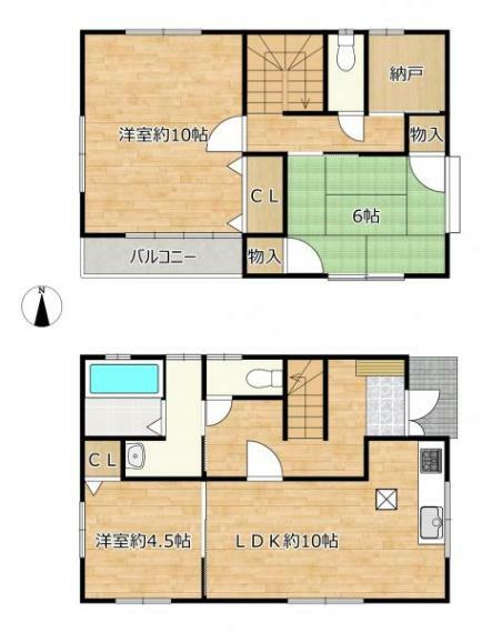 間取り図 【リフォーム後間取図】3LDKの2階建てに変更予定です。クロス張替えや照明交換などリフォームしています。お客様の住みやすさを考え、清潔で安心できるお家に生まれ変わりました。