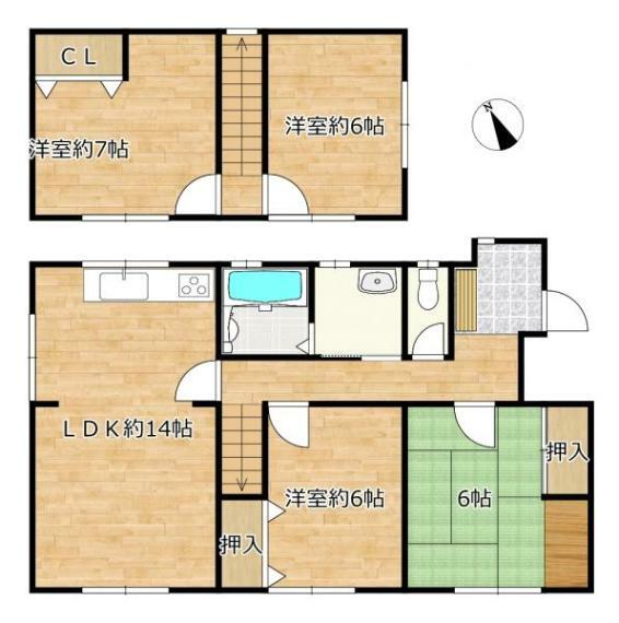 間取り図 【間取り図】リフォーム後の間取り図です。2階の和室を洋室に変更し、水廻りを拡張予定です。