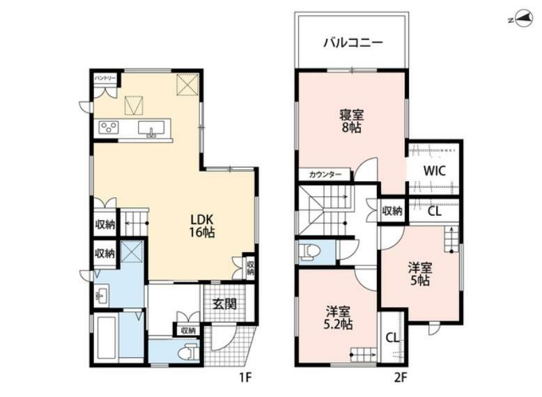 間取り図 LDKは約16帖＾＾リビング階段を採用＾＾主寝室は約8帖にWIC付＾＾
